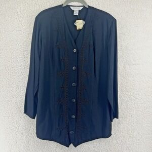 Express Compagnie Internationale Vintage Blouse Embroidered Button Up Size 3/4